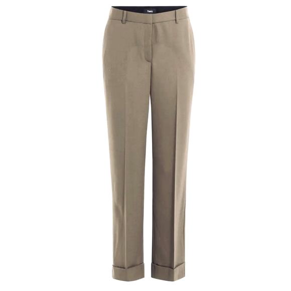 Theory Cropped Cuffed Pants in Tan | Size 0 - Picture 1 of 5